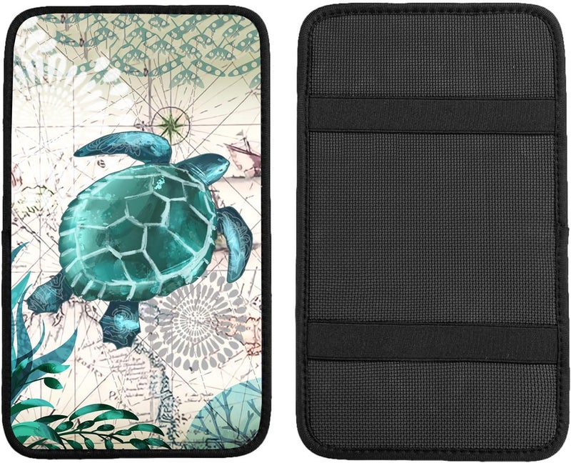 Adastrah Universal Car Center Console Cushion Pad,Sea Turtle 2 Car Armrest Pad Car Armrest Seat Box Cover Protector for Most Vehicle, SUV, Truck, Car - Image 5